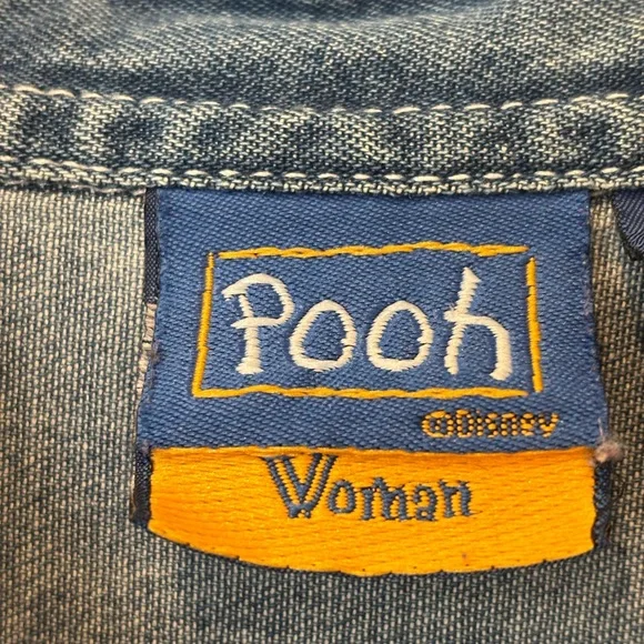 Vintage Disney Pooh Denim Button-Up Shirt with Embroidered Winnie the Pooh - Picture 3 of 6
